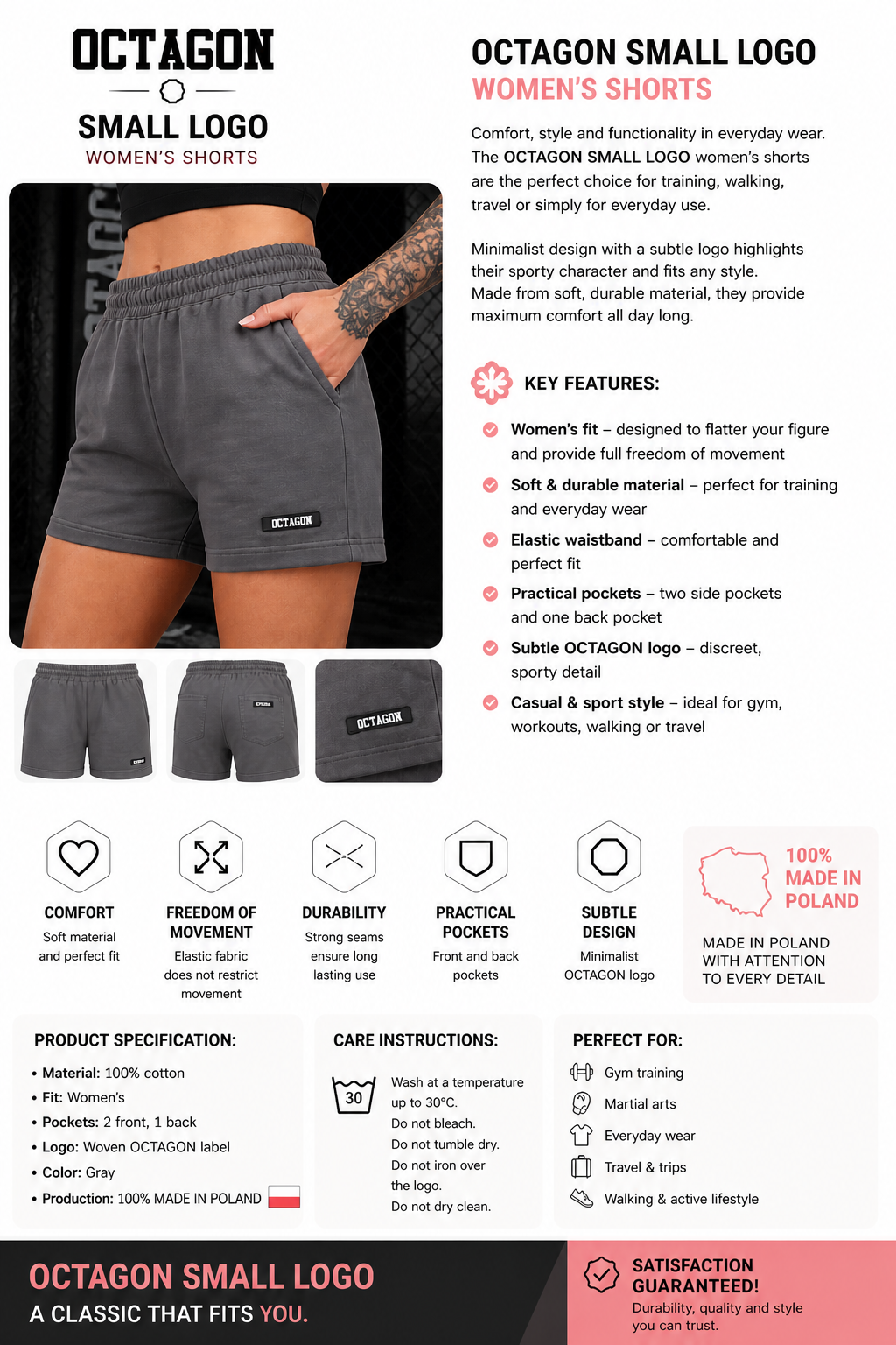 Octagon Women’s Shorts “SMALL LOGO” 🩳🔥
