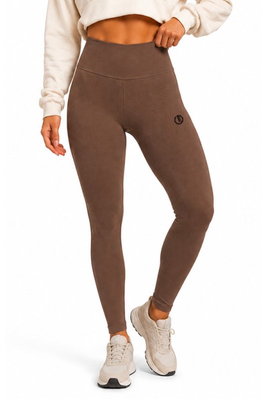 👖✨ Octagon Ribbed Leggings – Premium Comfort  Performance BROWN