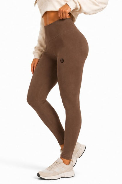 👖✨ Octagon Ribbed Leggings – Premium Comfort  Performance BROWN