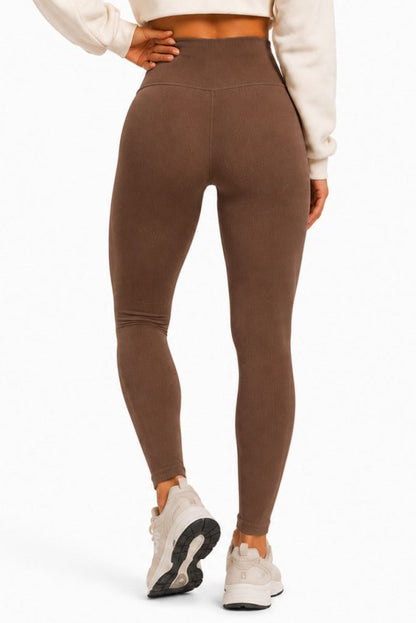 👖✨ Octagon Ribbed Leggings – Premium Comfort  Performance BROWN