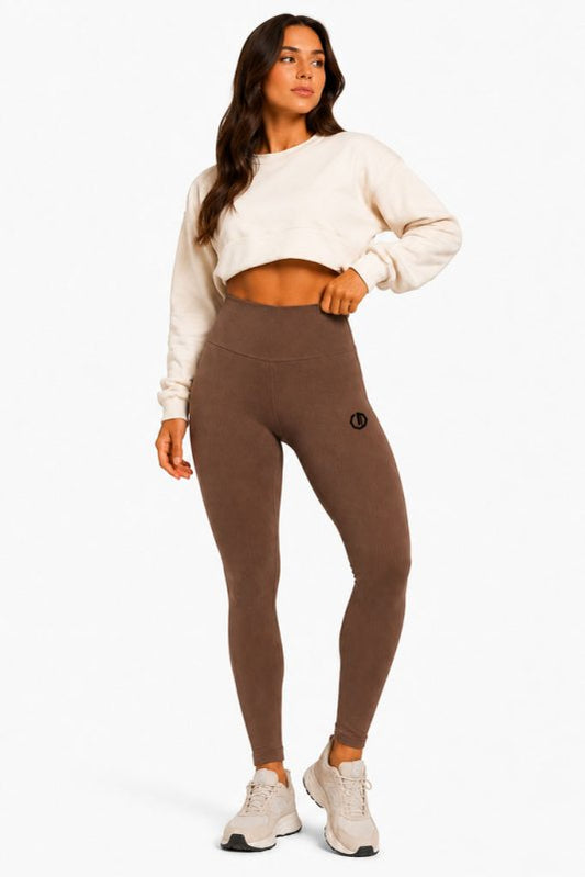 👖✨ Octagon Ribbed Leggings – Premium Comfort  Performance BROWN