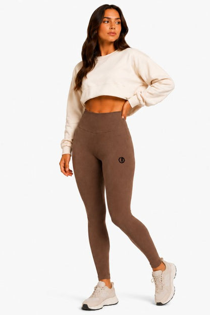 👖✨ Octagon Ribbed Leggings – Premium Comfort  Performance BROWN
