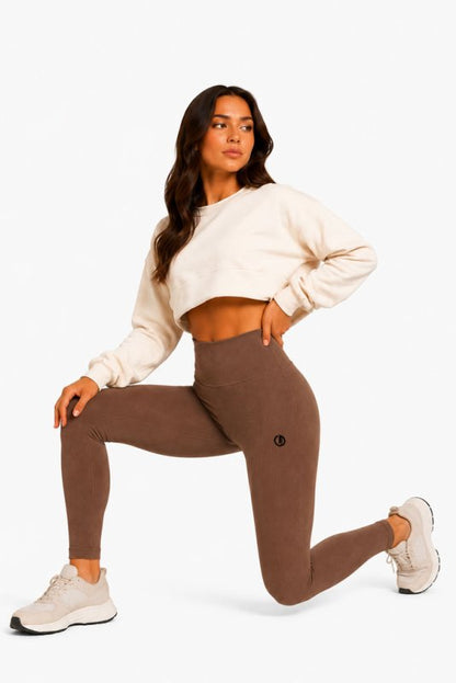 👖✨ Octagon Ribbed Leggings – Premium Comfort  Performance BROWN