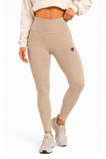 👖✨ Octagon Ribbed Leggings – Premium Comfort  Performance BEIGE