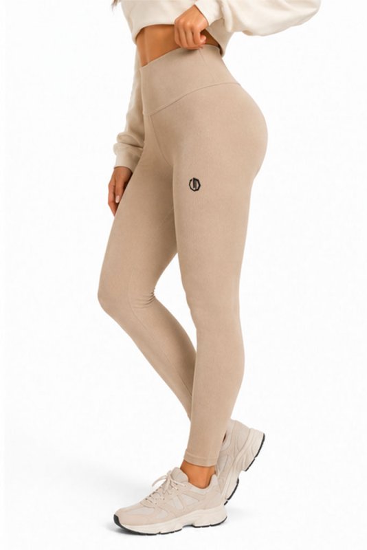 👖✨ Octagon Ribbed Leggings – Premium Comfort  Performance BEIGE
