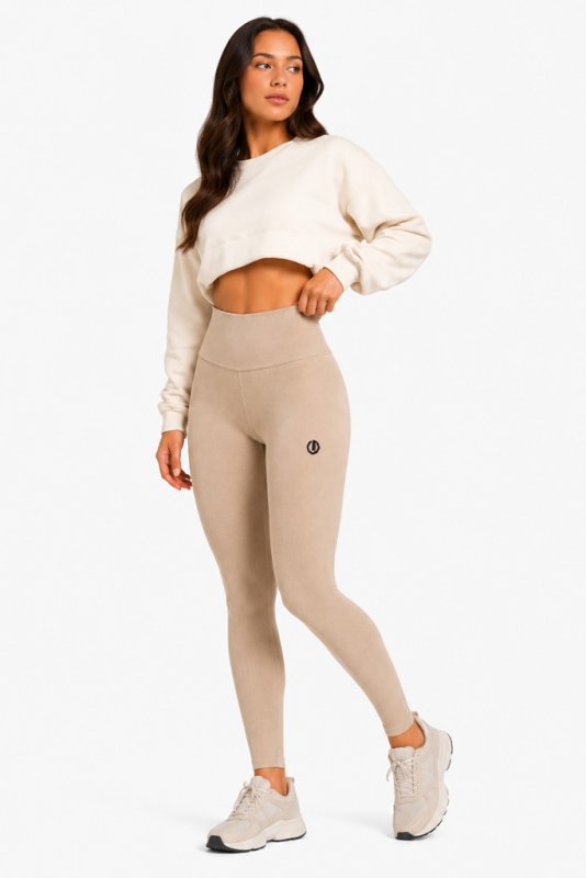 👖✨ Octagon Ribbed Leggings – Premium Comfort  Performance BEIGE