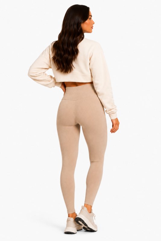 👖✨ Octagon Ribbed Leggings – Premium Comfort  Performance BEIGE