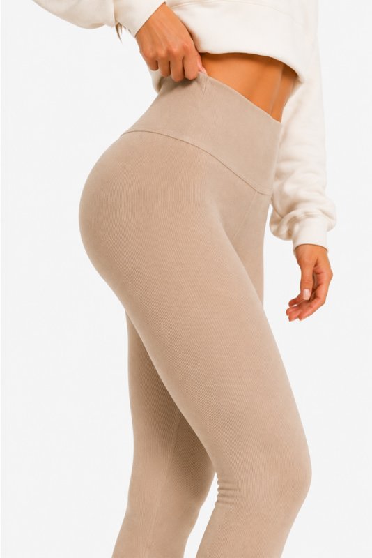 👖✨ Octagon Ribbed Leggings – Premium Comfort  Performance BEIGE