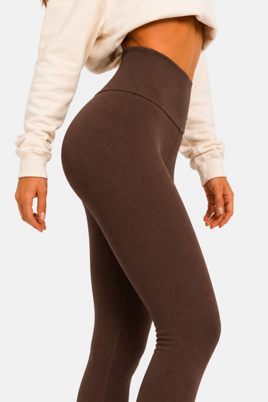👖✨ Octagon Ribbed Leggings – Premium Comfort  Performance BROWN