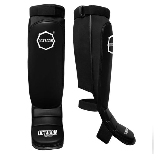 🥋 OCTAGON Shin  Instep Guards – Tornado Logo (Black)