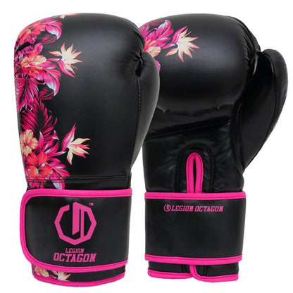 🥊 Legion Octagon Women’s Boxing Gloves – Flower Black/Pink