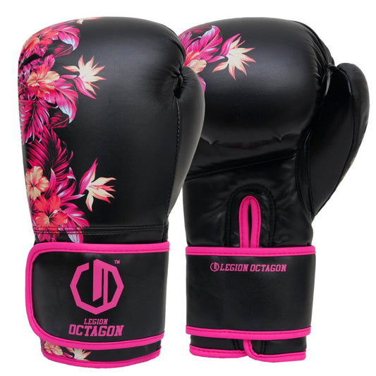 🥊 Legion Octagon Women’s Boxing Gloves – Flower Black/Pink