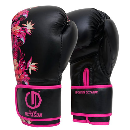 🥊 Legion Octagon Women’s Boxing Gloves – Flower Black/Pink