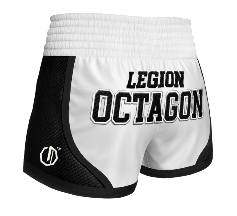 🥊🔥 Legion Octagon Muay Thai & Kickboxing Shorts KEVLAR WHITE