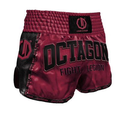 LEGION OCTAGON FIGHTWEAR – Muay Thai / Kickboxing Shorts Burgundy  🥊🔥