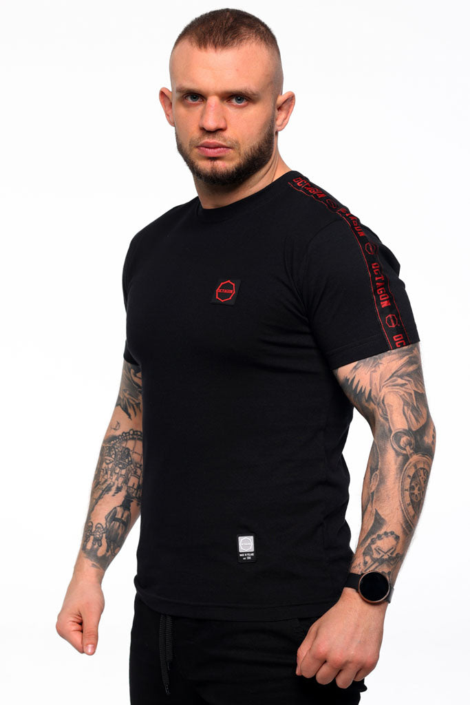 🥊 OCTAGON T-Shirt STRIPE Black/Red