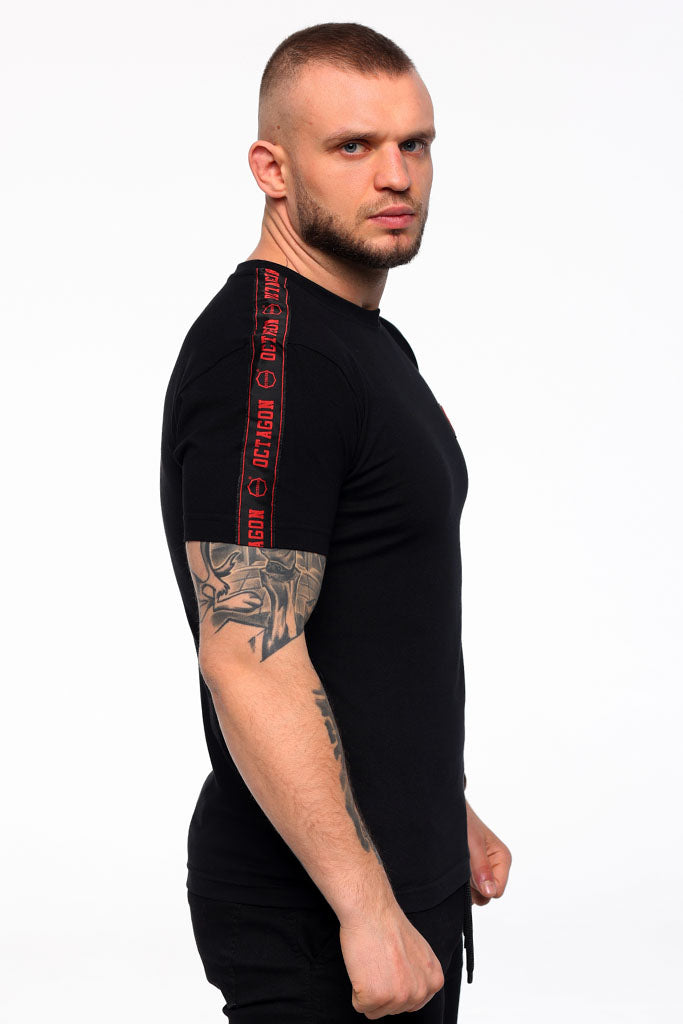 🥊 OCTAGON T-Shirt STRIPE Black/Red