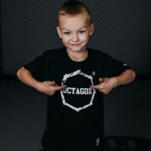 Kids T-shirt Octagon Logo Smash Black logo White